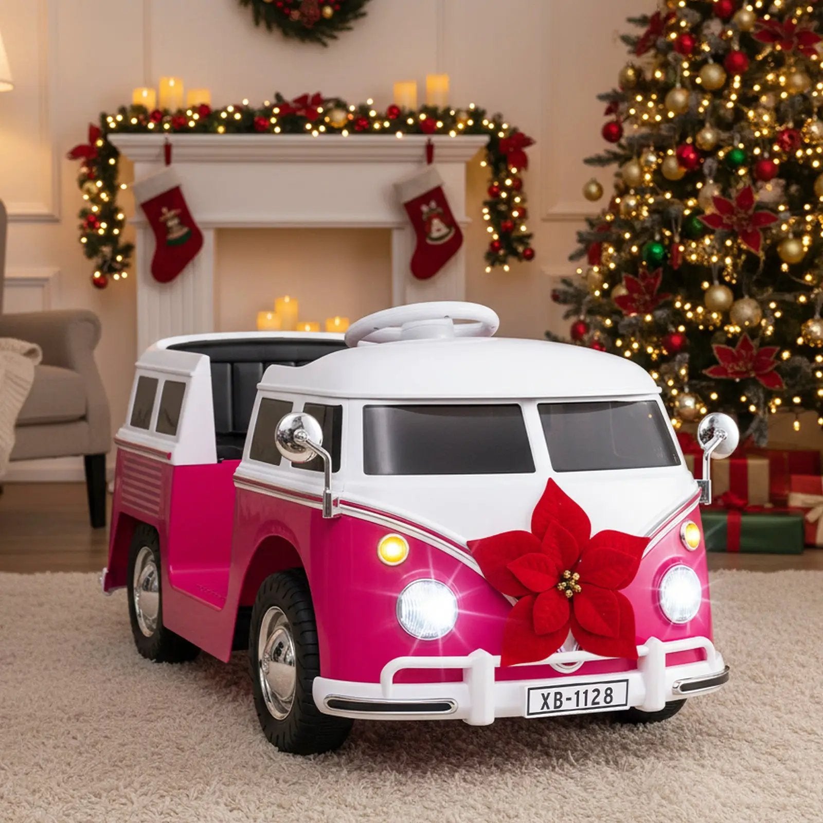 12V Ride On Car Licensed Volkswagen Ride-on Bus with Cup Holder and LED Headlights for 3+ Years Old by DirectDeals