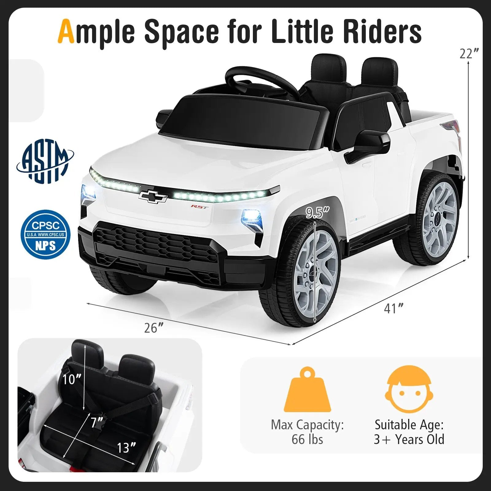 12V Ride on Car Truck Licensed Chevrolet with Remote Control Gift for 3+ by DirectDeals
