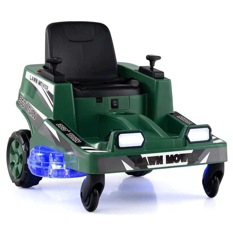 12V Ride on Lawn Mower for Kids with Dual Control Sticks and LED Lights by DirectDeals
