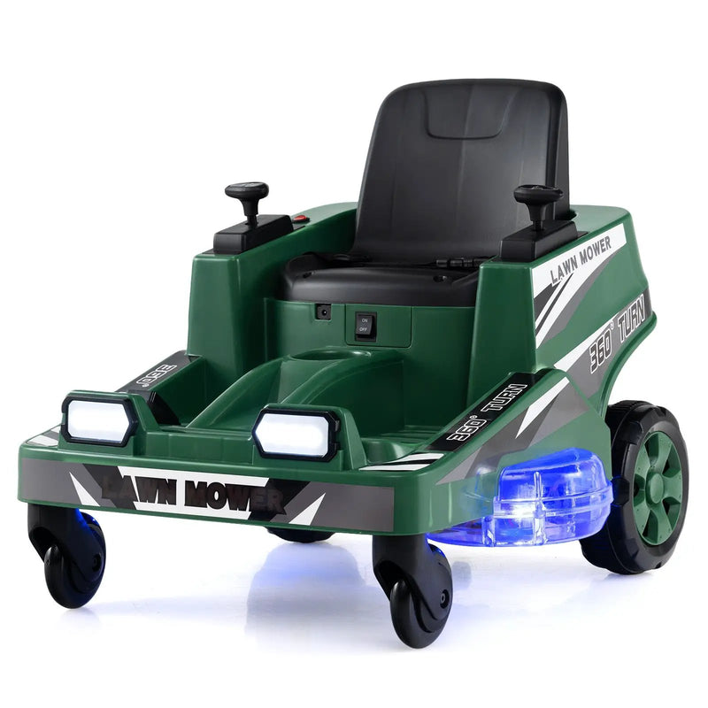 12V Ride on Lawn Mower for Kids with Dual Control Sticks and LED Lights by DirectDeals