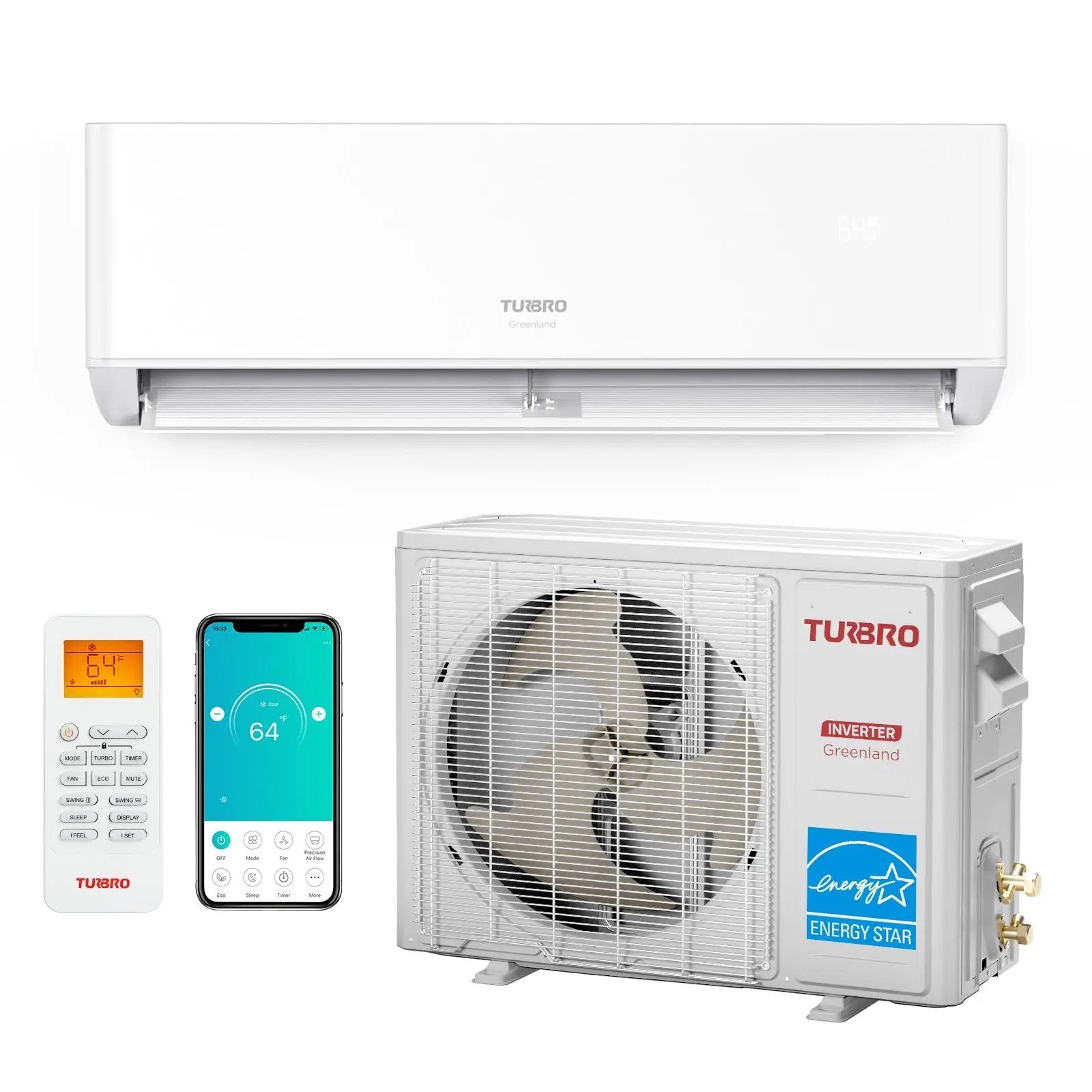 Greenland 12,000 BTU Single Zone Mini Split AC (R454B) by TURBRO