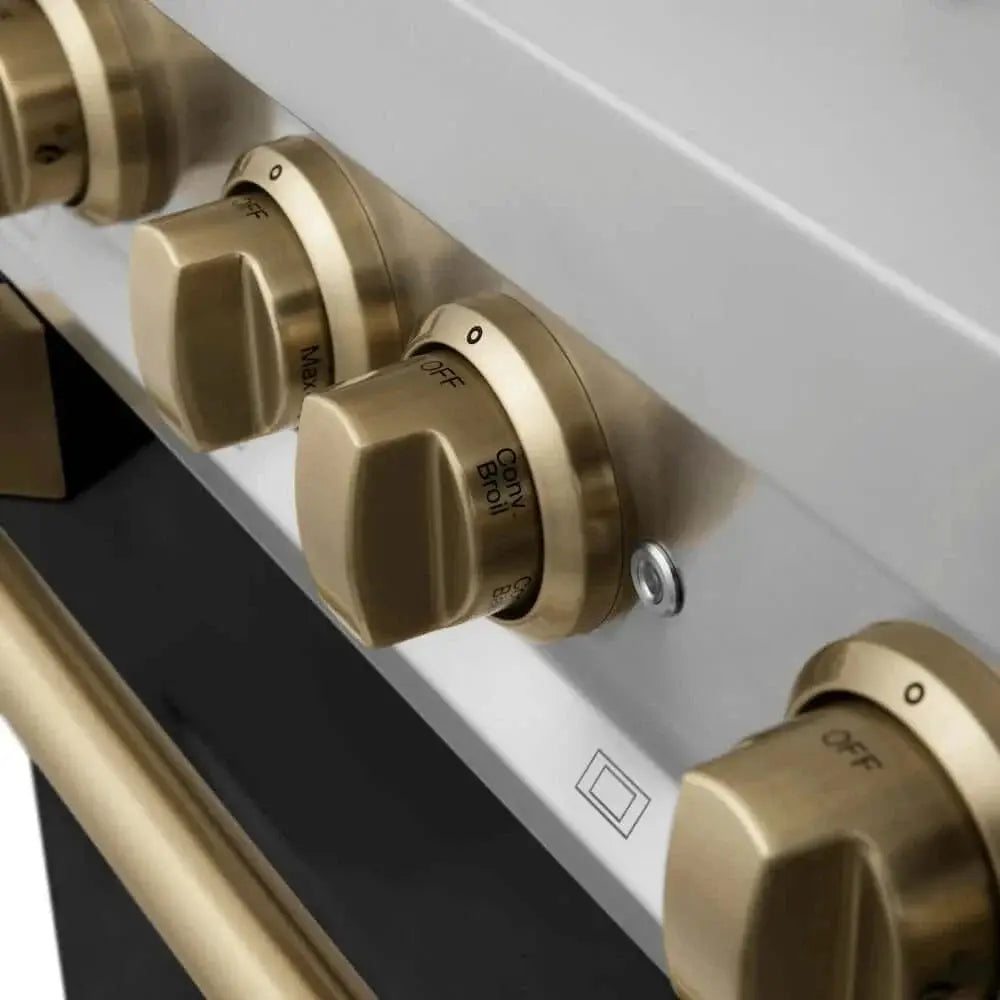 ZLINE 48" Autograph Dual Fuel Range, Black, Bronze, RAZ-BLM-48-CB by Farmhouse Kitchen and Bath