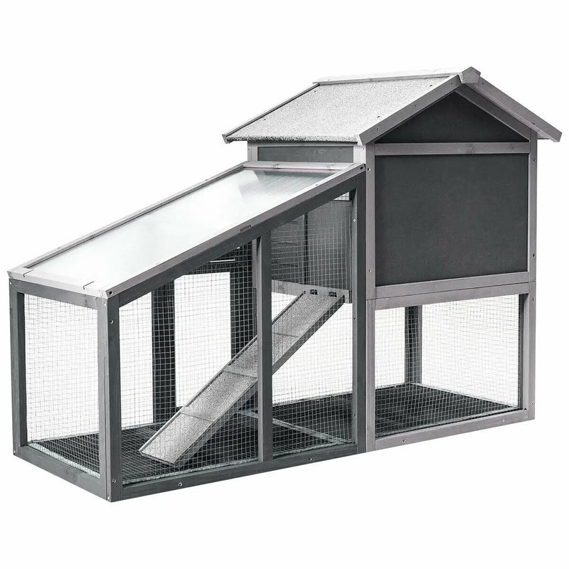 Wooden 56.5 Inch Length Rabbit Hutch with Pull out Tray and Ramp by DirectDeals