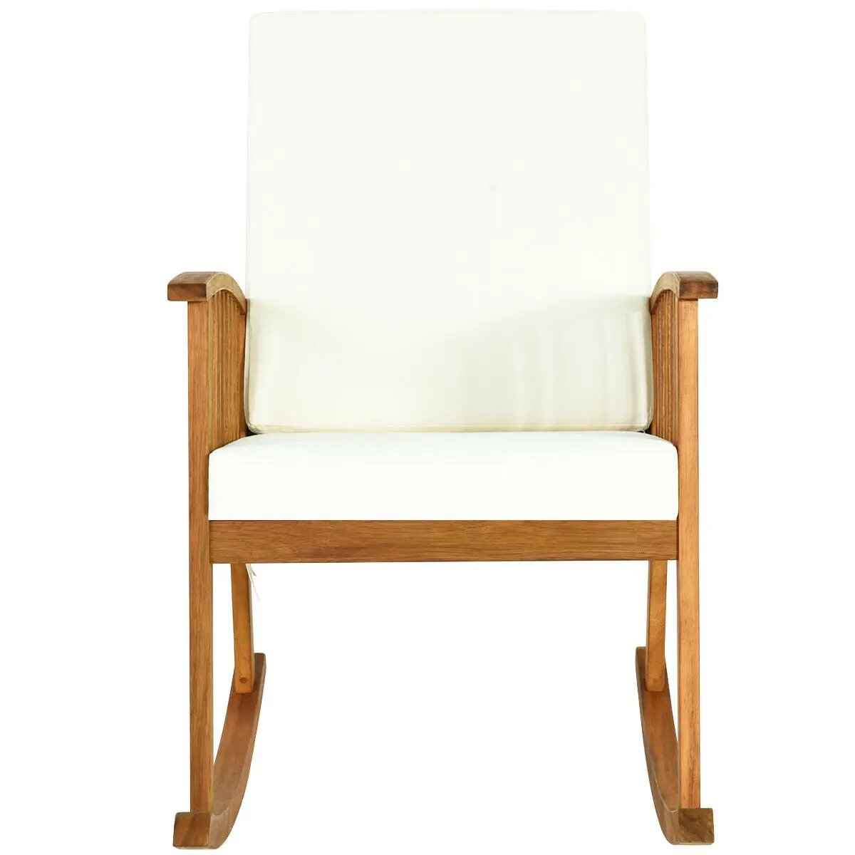 Outdoor Acacia Wood Rocking Chair with Detachable Washable Cushions by DirectDeals