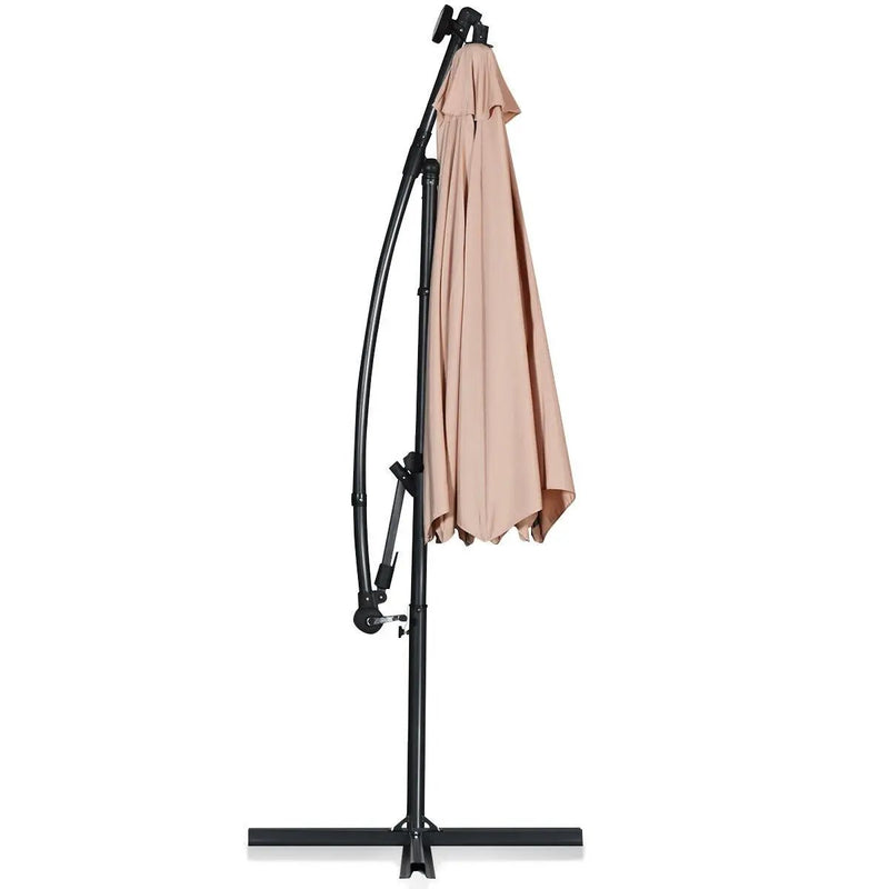10 Feet 360° Rotation Solar Powered LED Patio Offset Umbrella without Weight Base-Gray by DirectDeals