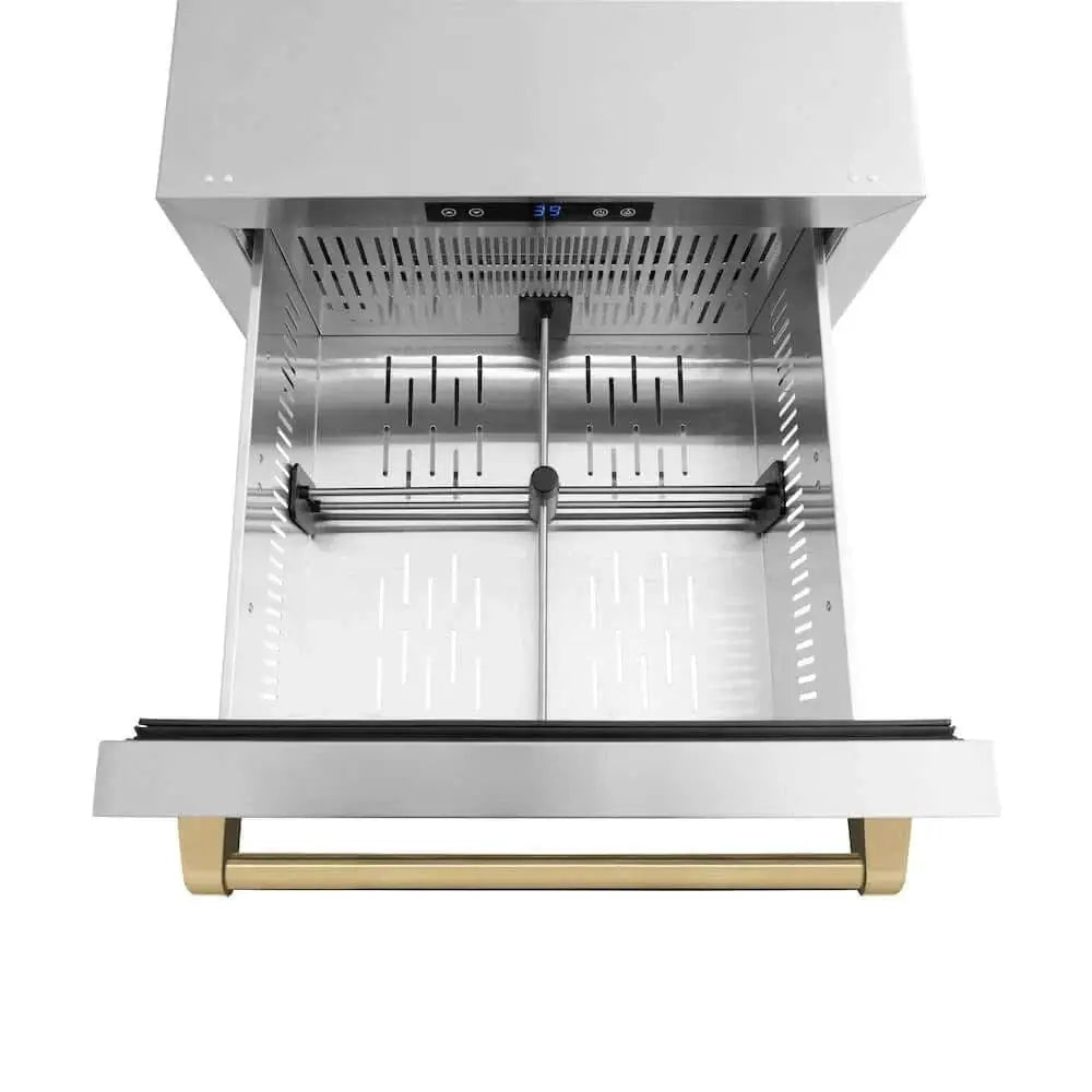 ZLINE 24" Touchstone 168 Can Outdoor-Rated Dual Refrigerator Drawer, Champagne Bronze, RDSOZ-ST-24-CB by Farmhouse Kitchen and Bath