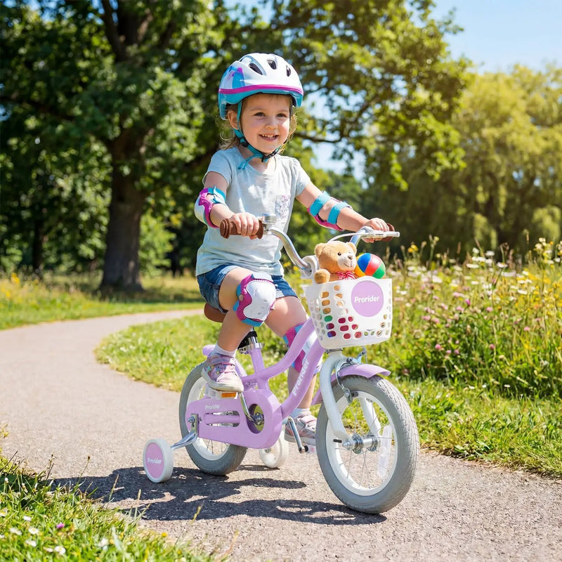 Kids Bike 12 Inch with Training Wheels and Storage Basket by DirectDeals
