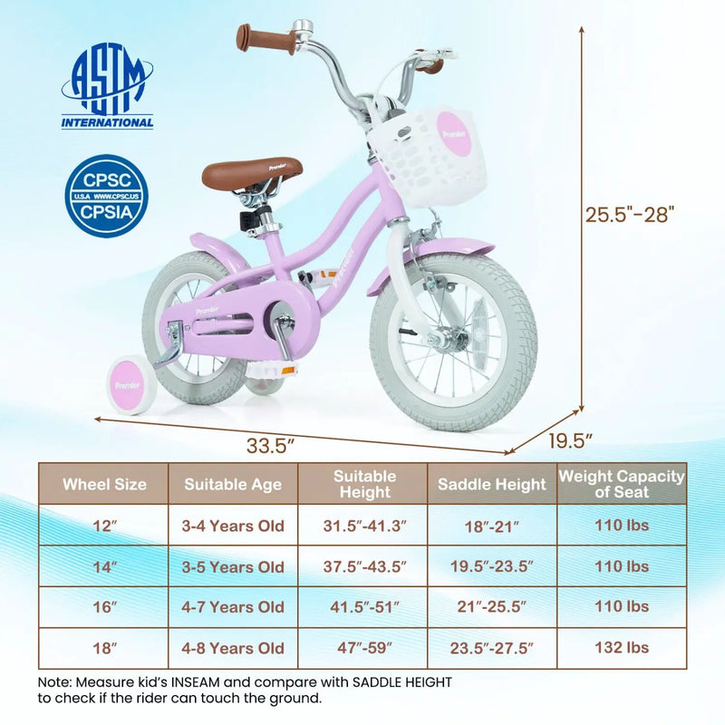 Kids Bike 12 Inch with Training Wheels and Storage Basket by DirectDeals