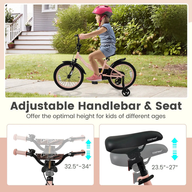 Kids Bike 12-18 Inch with Training Wheels - Pink by DirectDeals