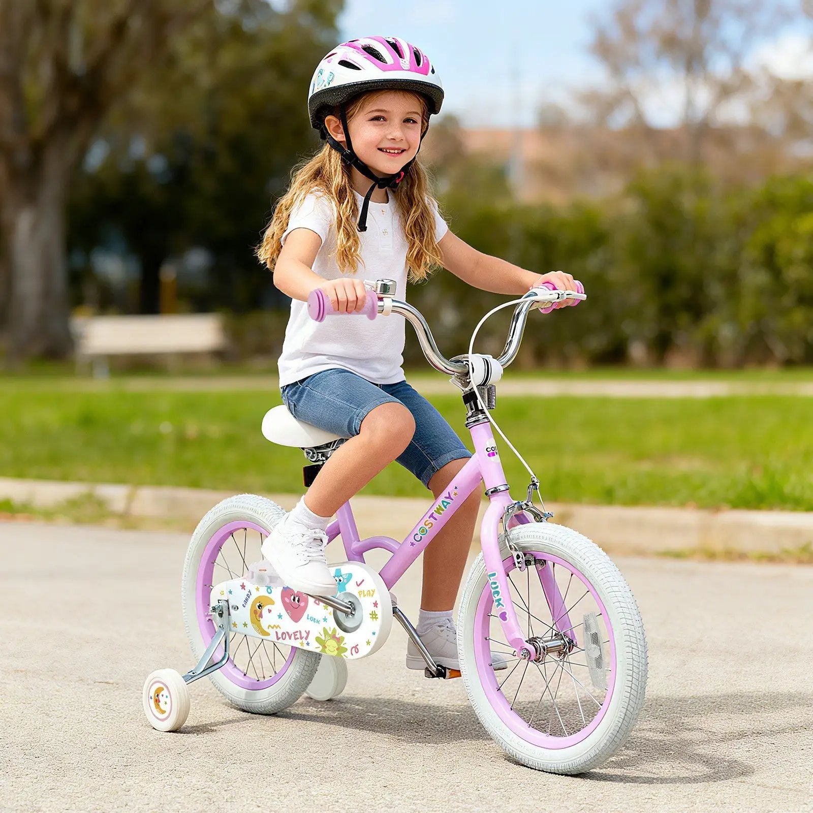 Kids Bike 12-18 Inch with Training Wheels - Purple by DirectDeals