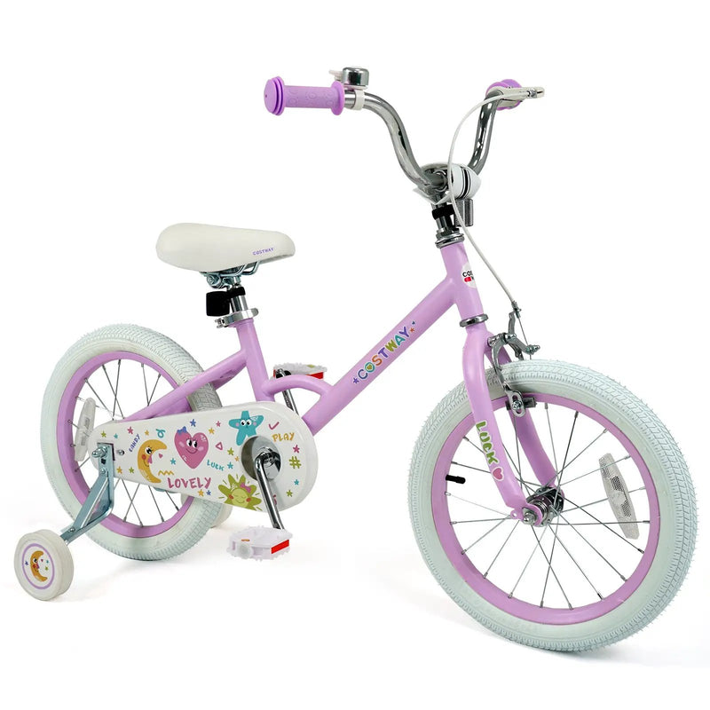 Kids Bike 12-18 Inch with Training Wheels - Purple by DirectDeals