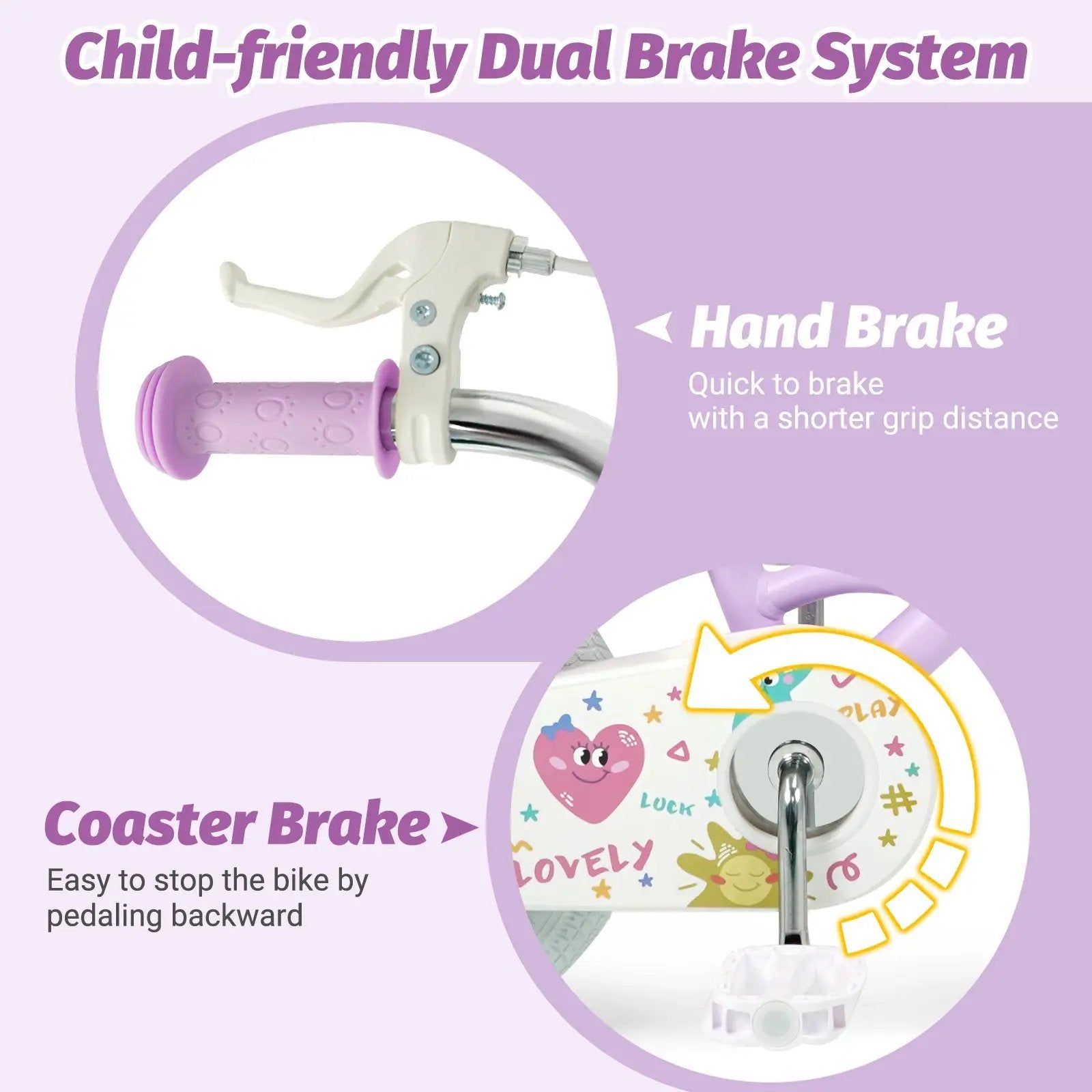 Kids Bike 12-18 Inch with Training Wheels - Purple by DirectDeals