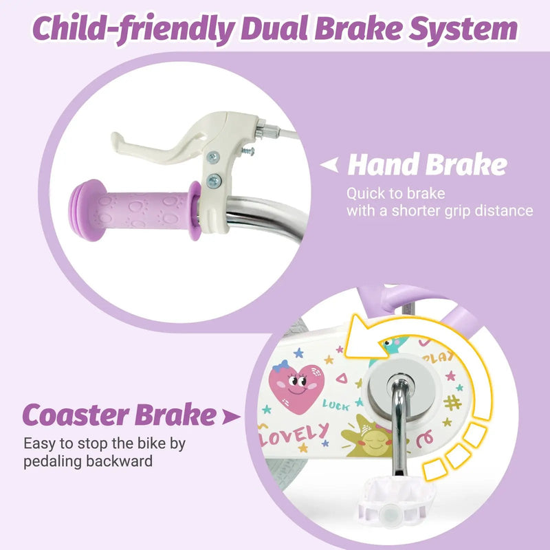 Kids Bike 12-18 Inch with Training Wheels - Purple by DirectDeals