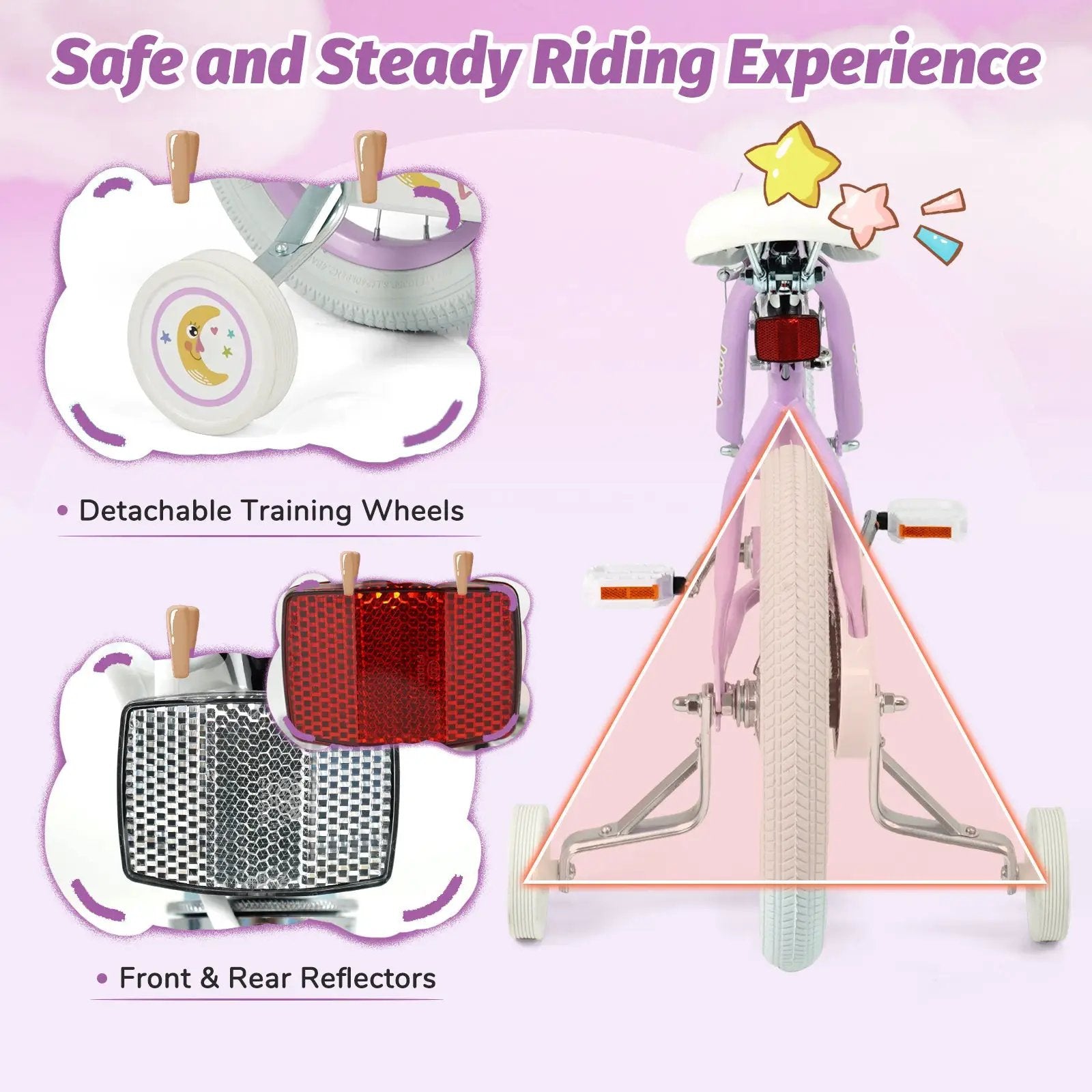 Kids Bike 12-18 Inch with Training Wheels - Purple by DirectDeals