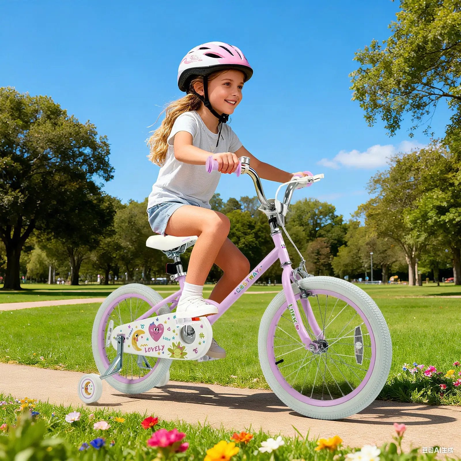 Kids Bike 12-18 Inch with Training Wheels - Purple by DirectDeals