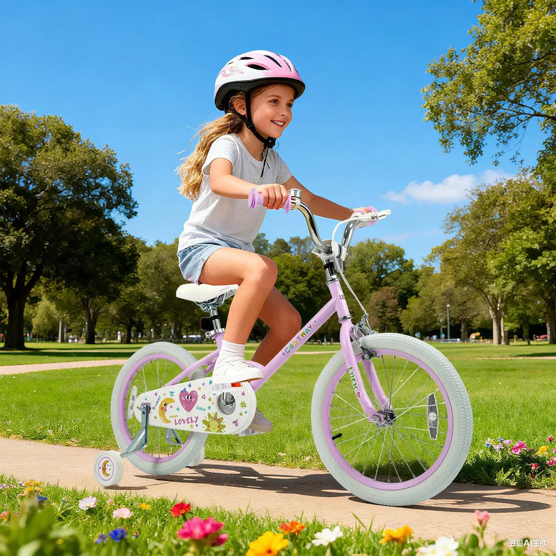 Kids Bike 12-18 Inch with Training Wheels - Purple by DirectDeals
