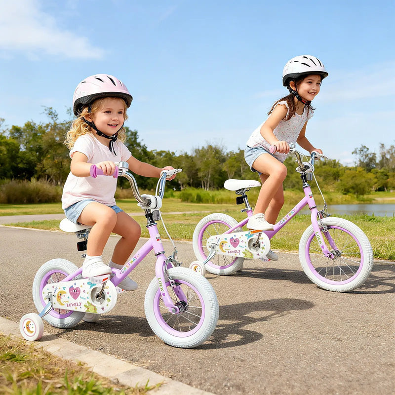 Kids Bike 12-18 Inch with Training Wheels - Purple by DirectDeals