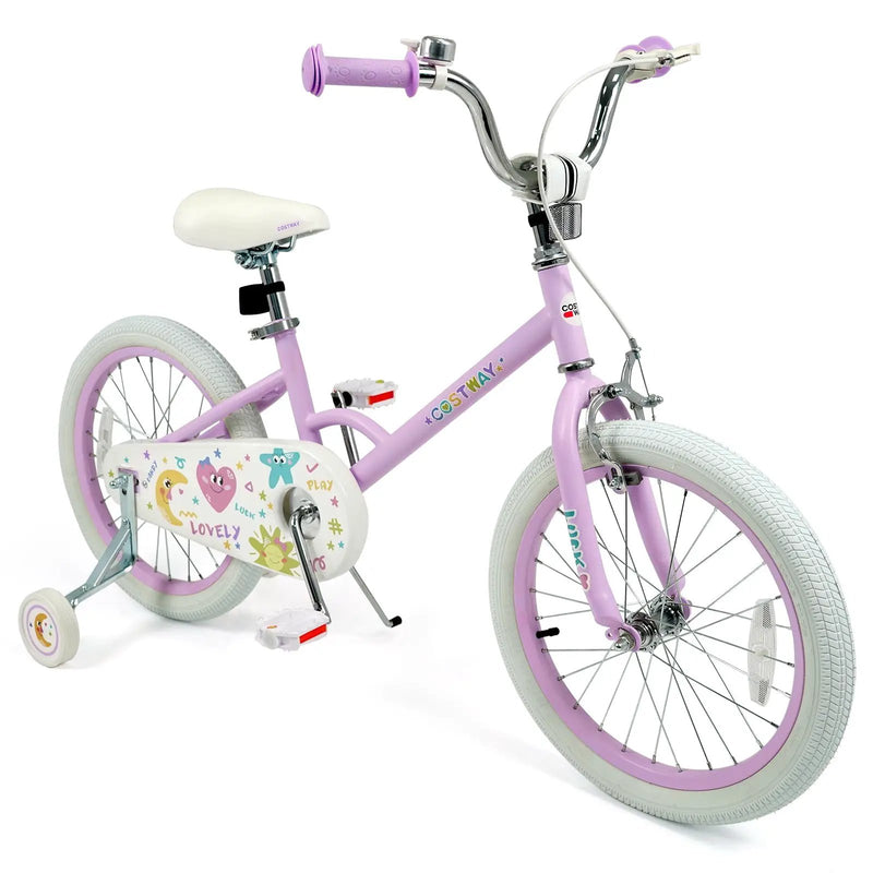 Kids Bike 12-18 Inch with Training Wheels - Purple by DirectDeals