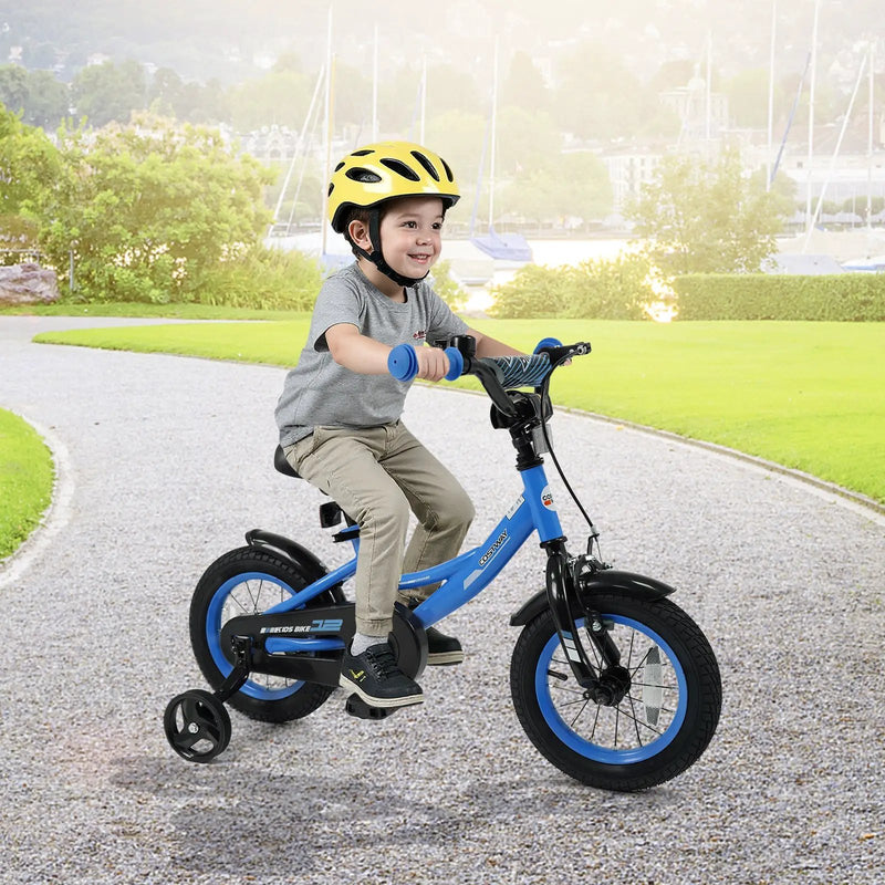 12/14/16/18 Inches Kids Bike with Removable Training Wheels and Adjustable Seatfor 3-8 Years Old Navy by DirectDeals
