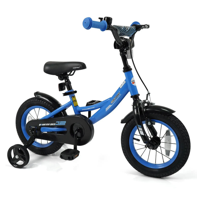 12/14/16/18 Inches Kids Bike with Removable Training Wheels and Adjustable Seatfor 3-8 Years Old Navy by DirectDeals