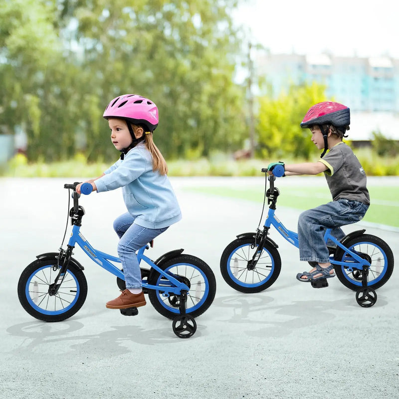 12/14/16/18 Inches Kids Bike with Removable Training Wheels and Adjustable Seatfor 3-8 Years Old Navy by DirectDeals