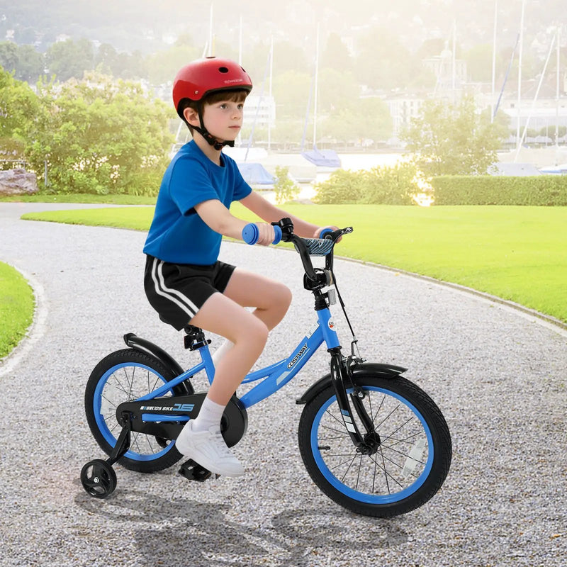 12/14/16/18 Inches Kids Bike with Removable Training Wheels and Adjustable Seatfor 3-8 Years Old Navy by DirectDeals