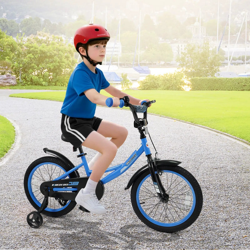 12/14/16/18 Inches Kids Bike with Removable Training Wheels and Adjustable Seatfor 3-8 Years Old Navy by DirectDeals