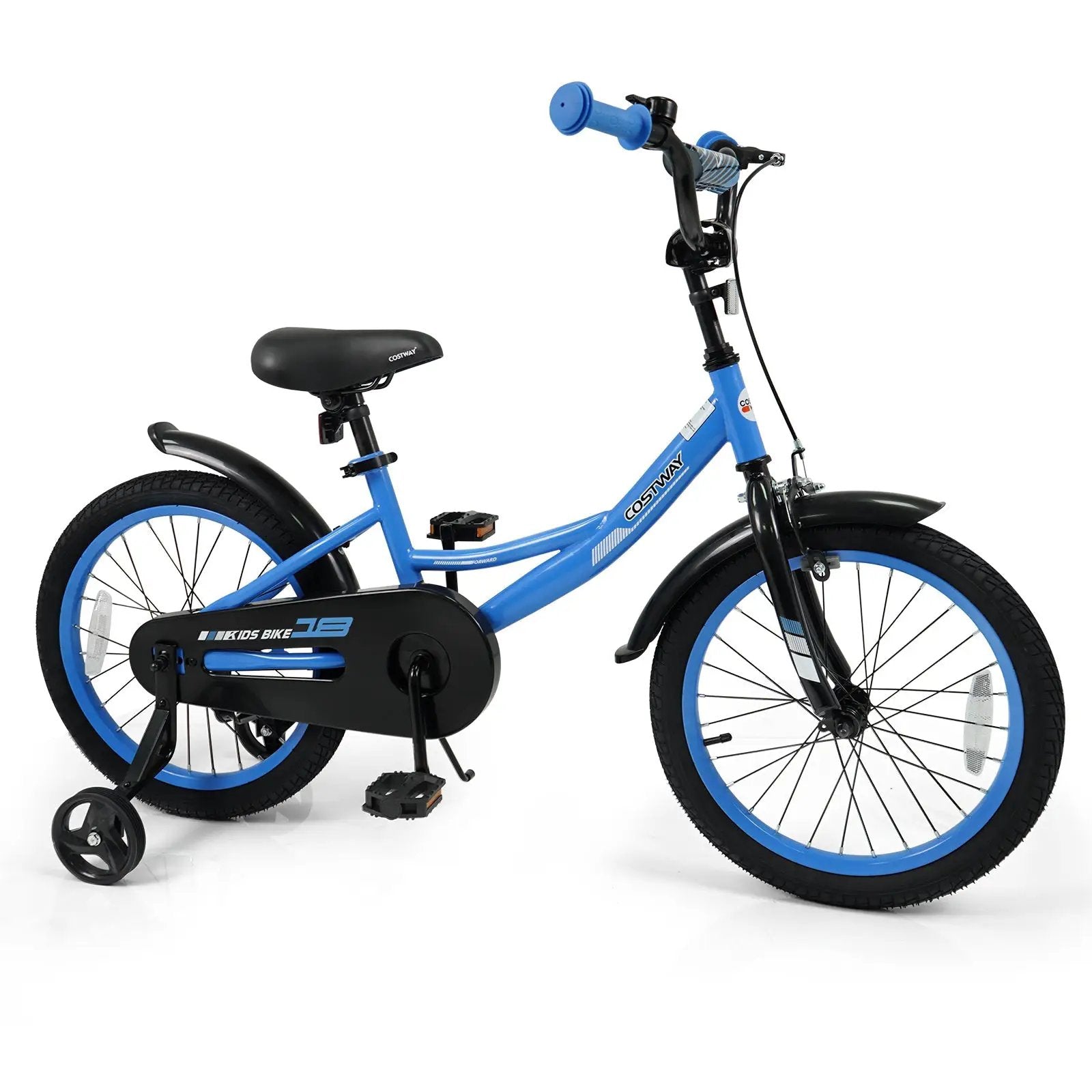 12/14/16/18 Inches Kids Bike with Removable Training Wheels and Adjustable Seatfor 3-8 Years Old Navy by DirectDeals
