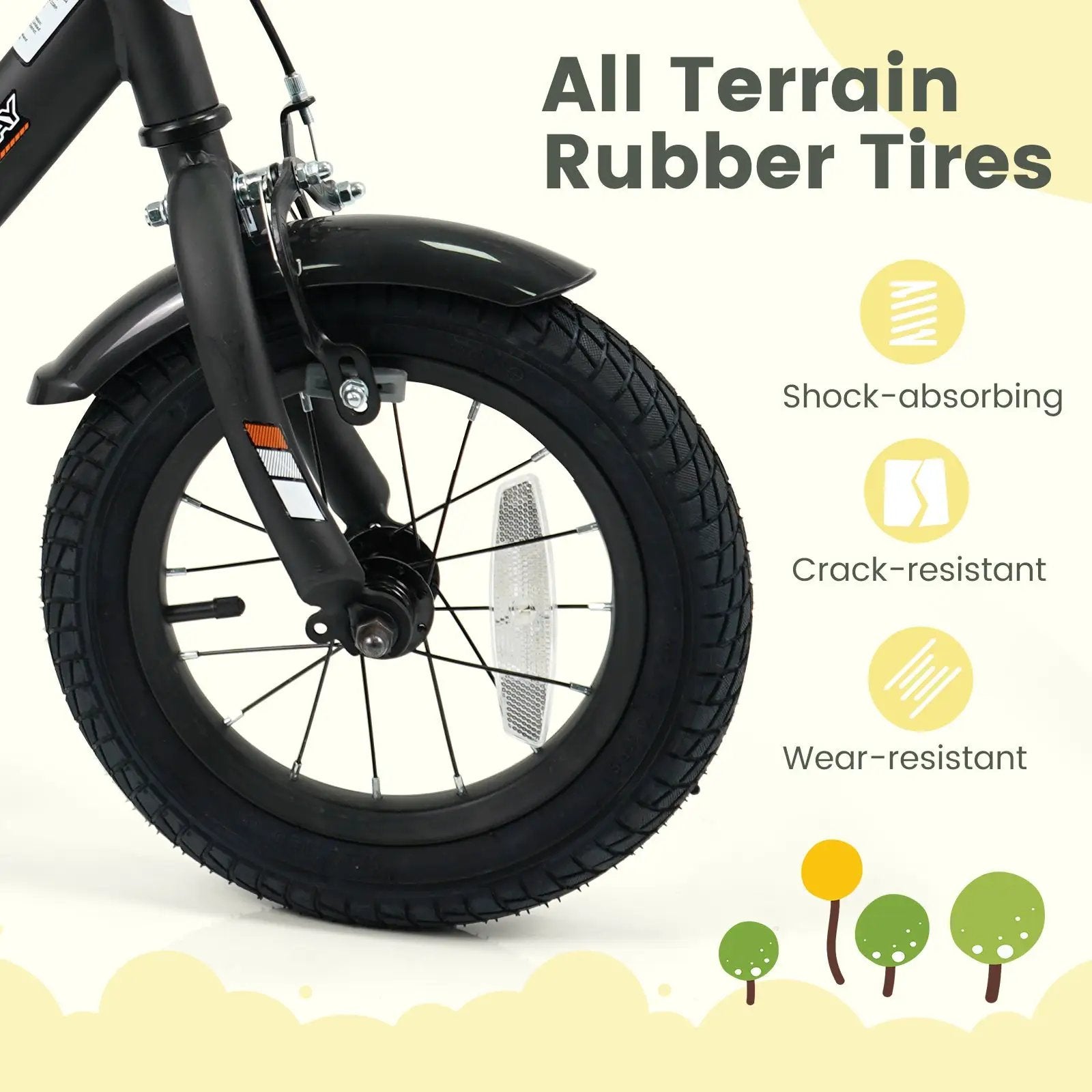 12/14/16/18 Inches Kids Bike with Removable Training Wheels and Adjustable Seatfor 3-8 Years Old Black by DirectDeals
