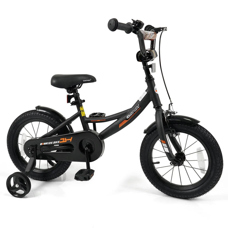 12/14/16/18 Inches Kids Bike with Removable Training Wheels and Adjustable Seatfor 3-8 Years Old Black by DirectDeals