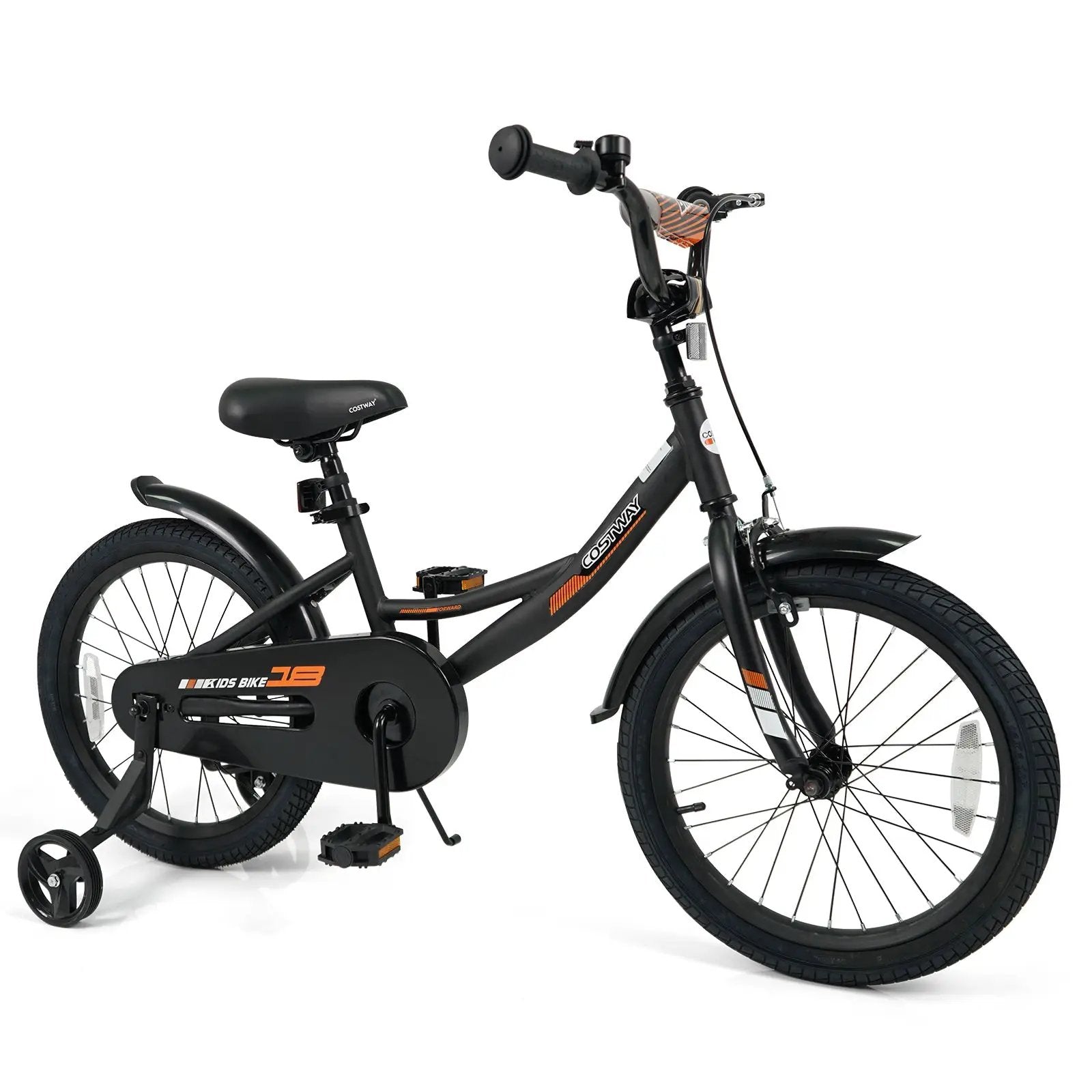 12/14/16/18 Inches Kids Bike with Removable Training Wheels and Adjustable Seatfor 3-8 Years Old Black by DirectDeals