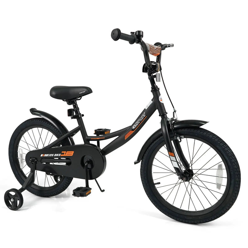 12/14/16/18 Inches Kids Bike with Removable Training Wheels and Adjustable Seatfor 3-8 Years Old Black by DirectDeals