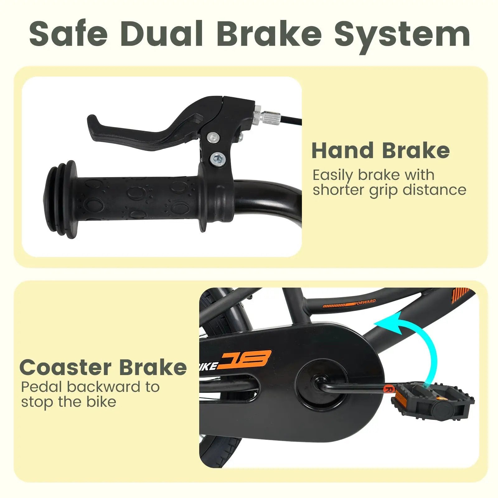 12/14/16/18 Inches Kids Bike with Removable Training Wheels and Adjustable Seatfor 3-8 Years Old Black by DirectDeals