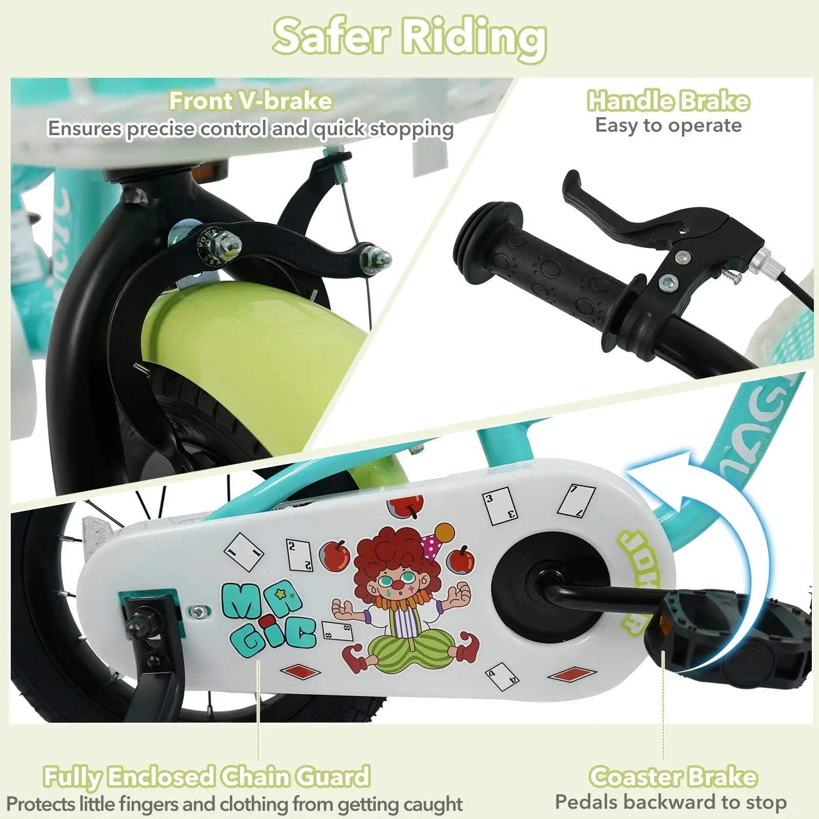 12/14/16 Inch Kids Bike with Training Wheels and Basket Green Color by DirectDeals