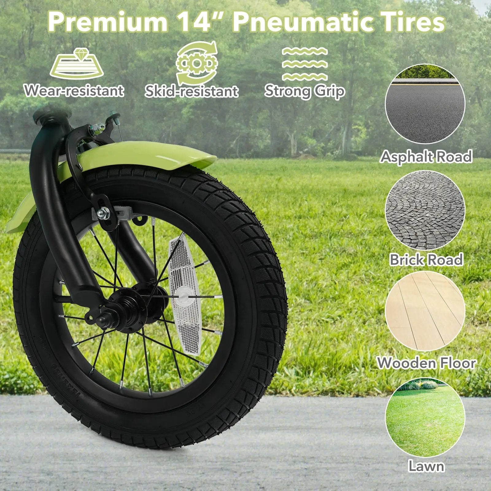 12/14/16 Inch Kids Bike with Training Wheels and Basket Green Color by DirectDeals