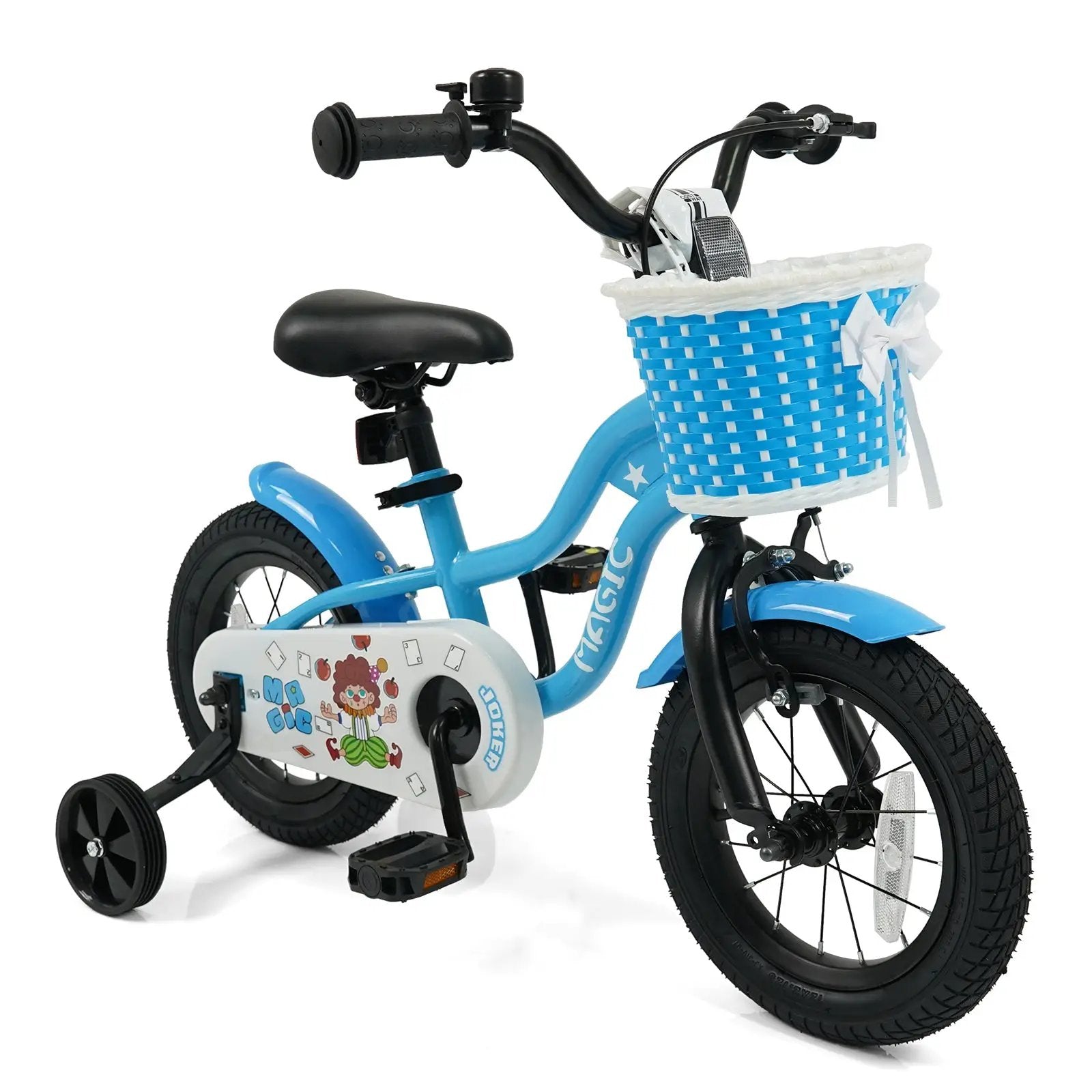 12/14/16 Inch Kids Bike with Training Wheels and Basket Navy Color by DirectDeals