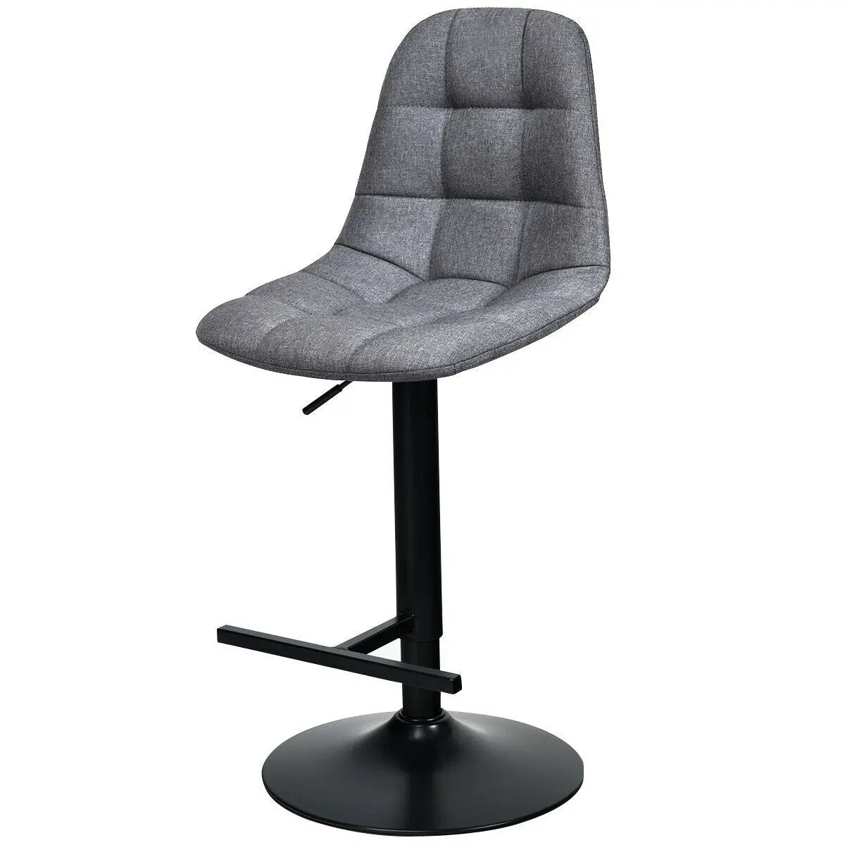 2 Pieces Adjustable Bar Stools Swivel Counter Height Linen Chairs-Brown by DirectDeals