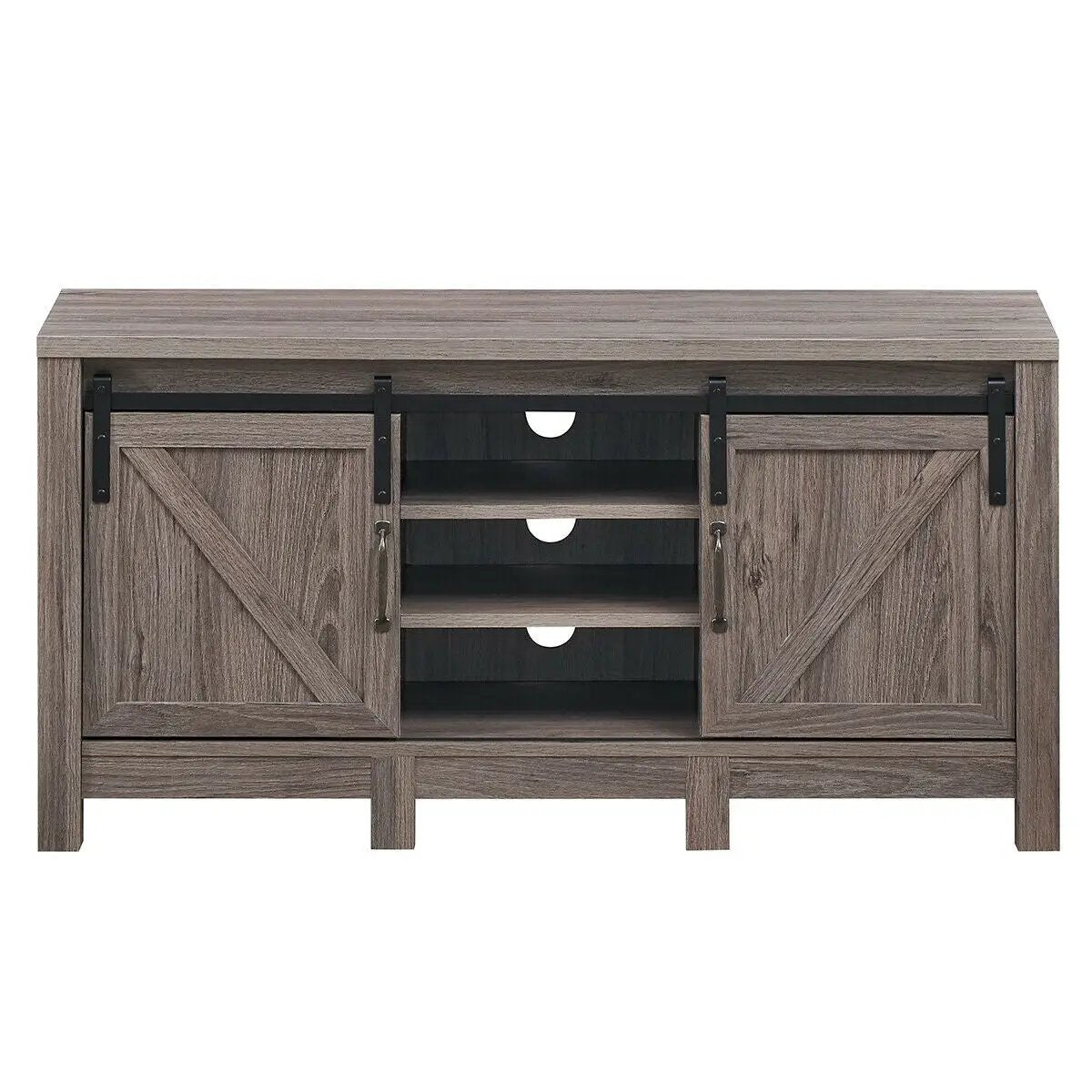 55 Inch TV Sliding Barn Door Entertainment Center with Adjustable Shelves by DirectDeals