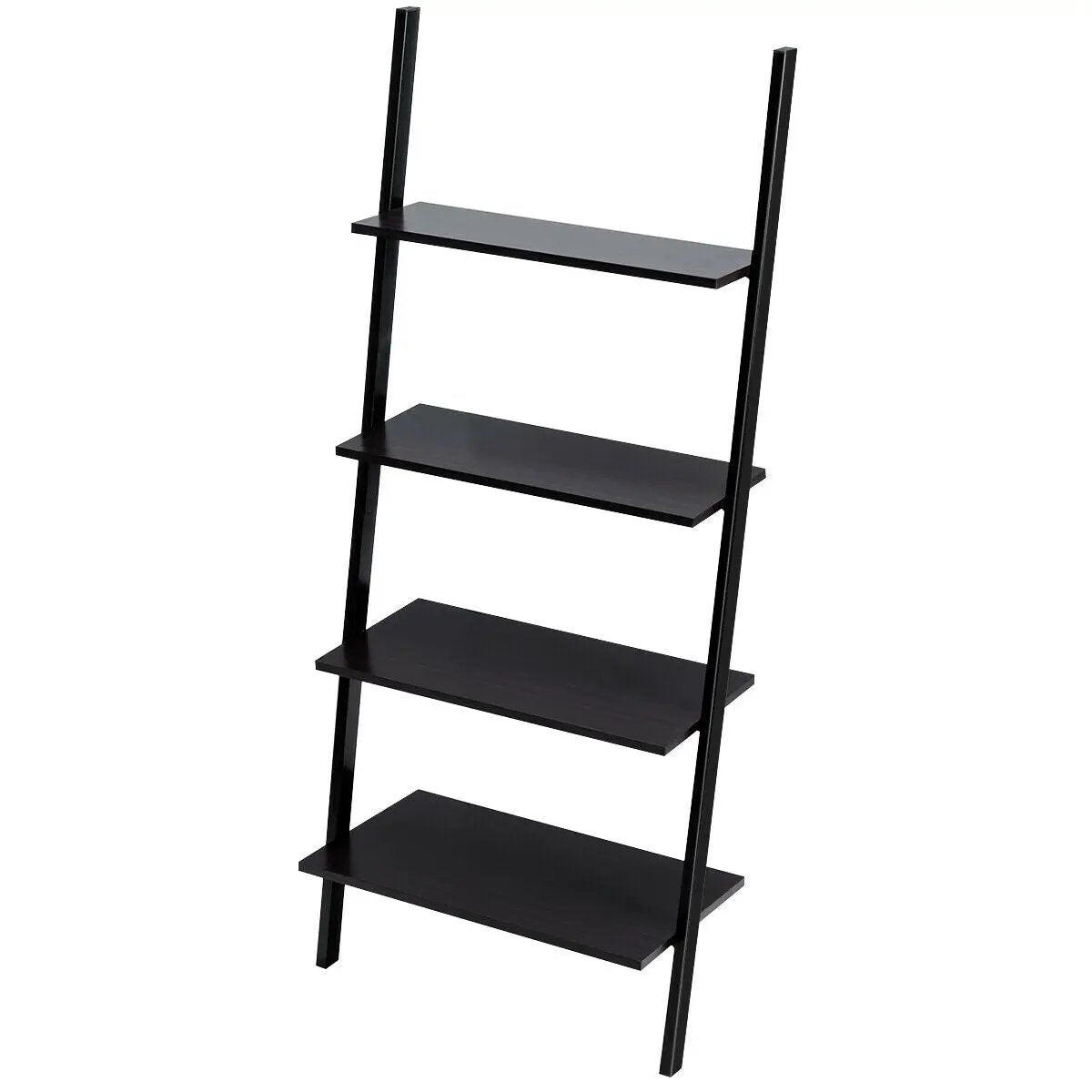 Multipurpose 4-Tier Industrial Leaning Wall Bookcase with Metal Frame, photo 11 of 16