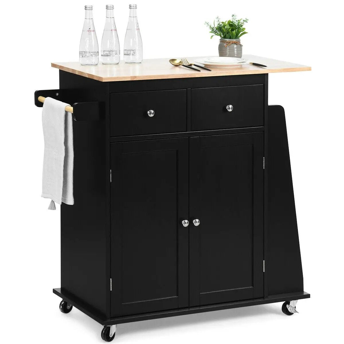 Rubber Wood Countertop Rolling Kitchen Island Cart, photo 4 of 9