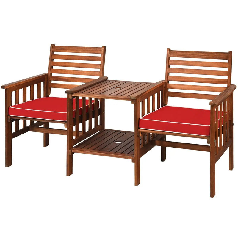 3 pcs Outdoor Patio Table Chairs Set Acacia Wood Loveseat by DirectDeals