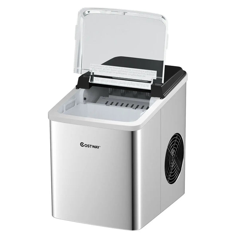 Stainless Steel 26 lbs/24 H Self-Clean Countertop Ice Maker Machine by DirectDeals