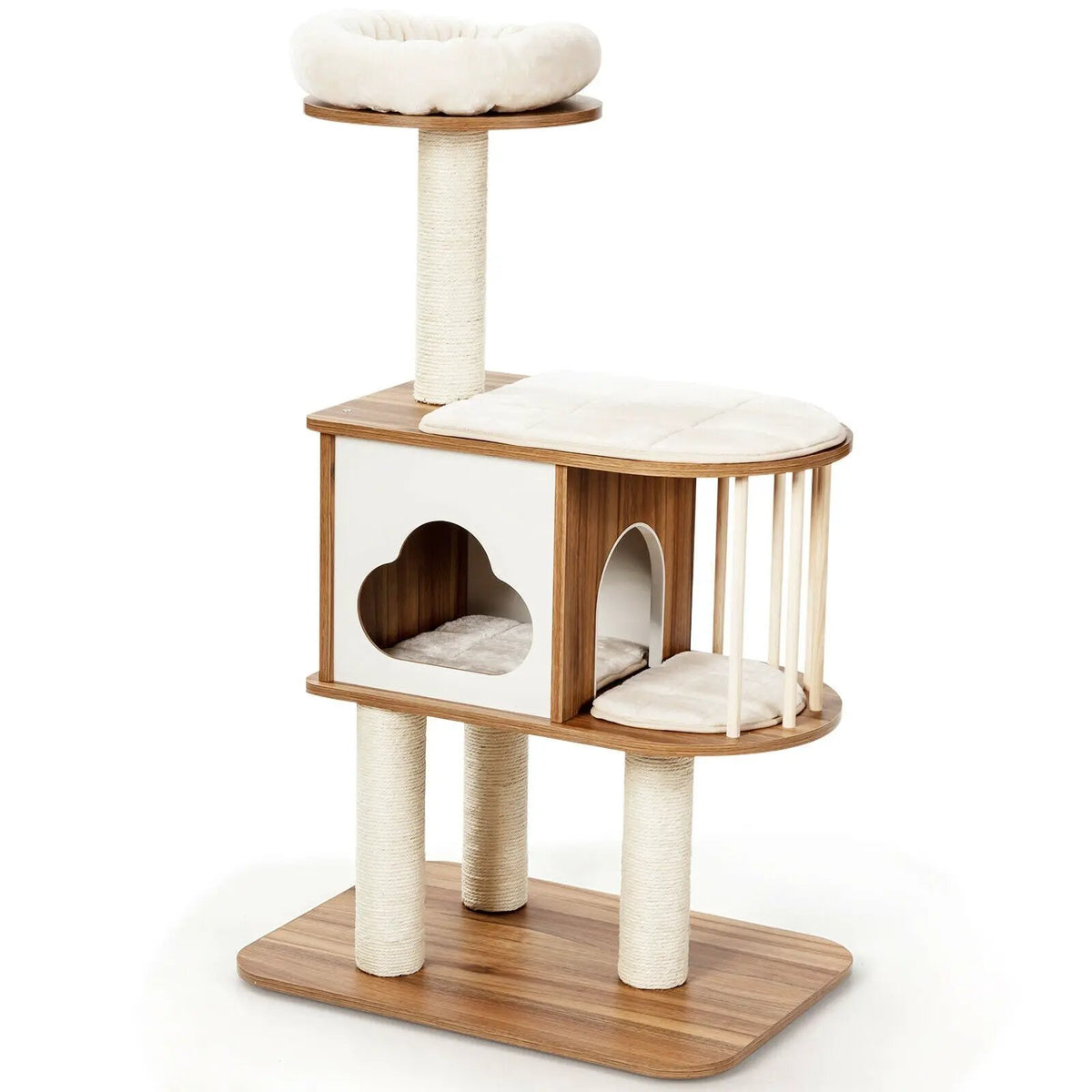 46 Inch Wooden Cat Activity Tree with Platform and Cushions, photo 3 of 9