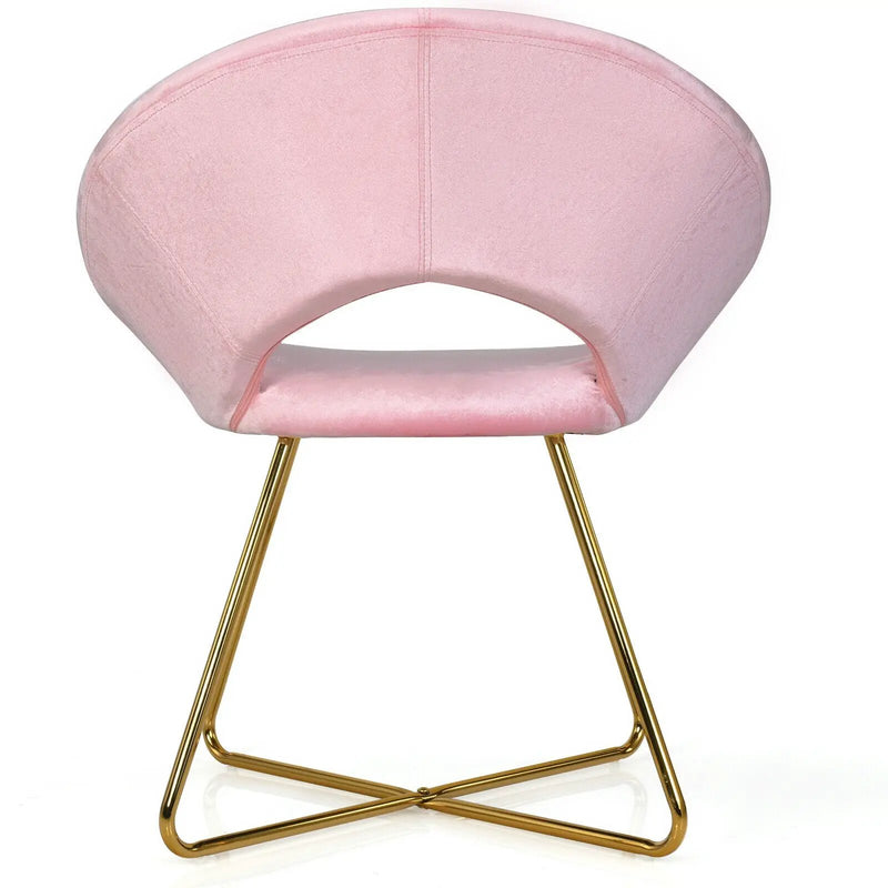 Modern Accent Velvet Dining Arm Chair with Golden Metal Legs and Soft Cushion by DirectDeals