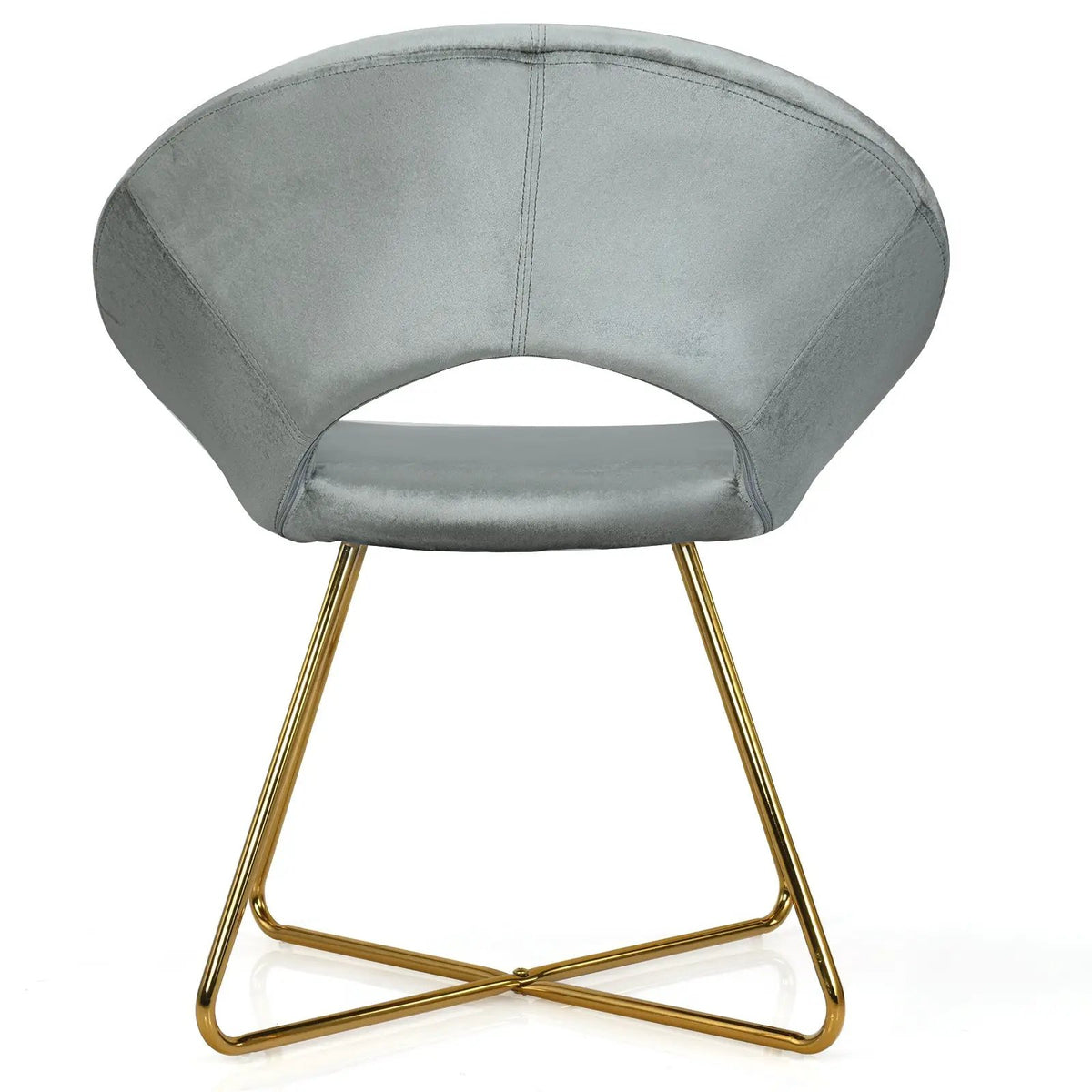 Modern Accent Velvet Dining Arm Chair with Golden Metal Legs and Soft Cushion by DirectDeals