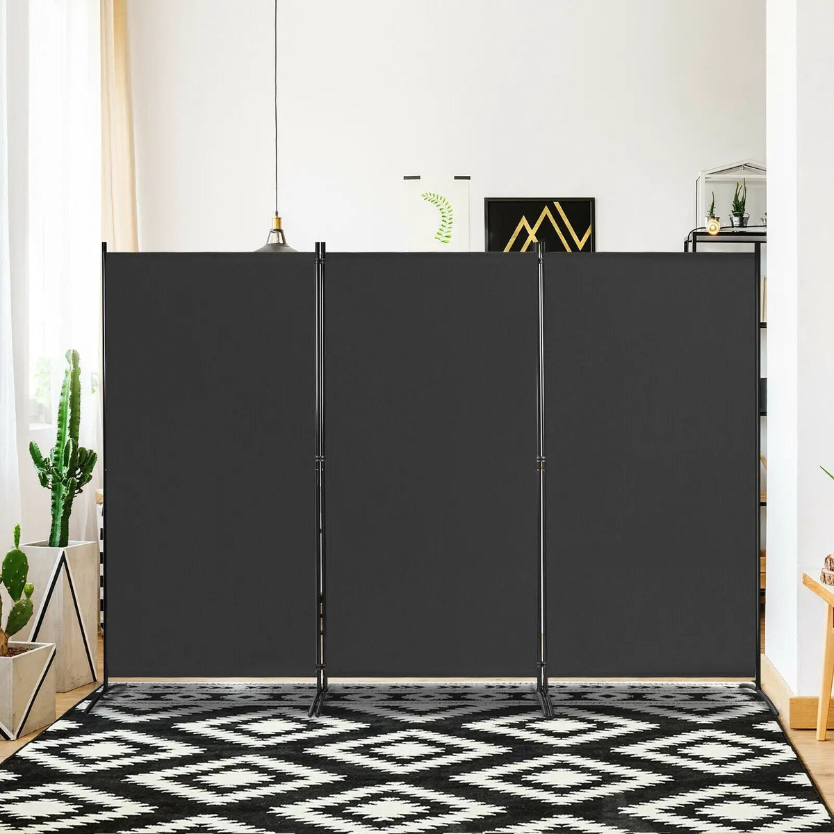 6 Feet 3 Panel Room Divider with Durable Hinges Steel Base, photo 5 of 11