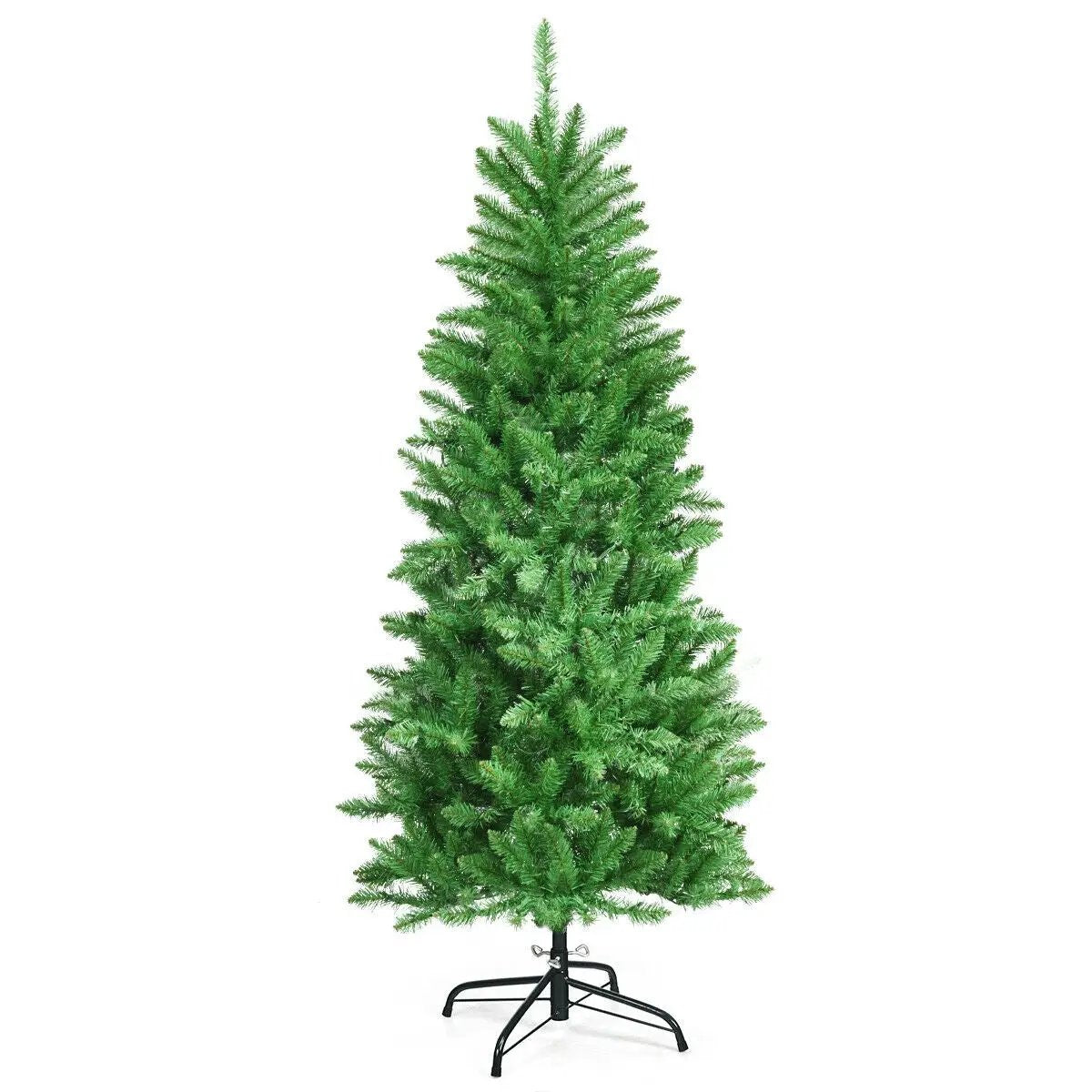 6 Feet PVC Hinged Pre-lit Artificial Fir Pencil Christmas Tree with 150 Lights, photo 8 of 24