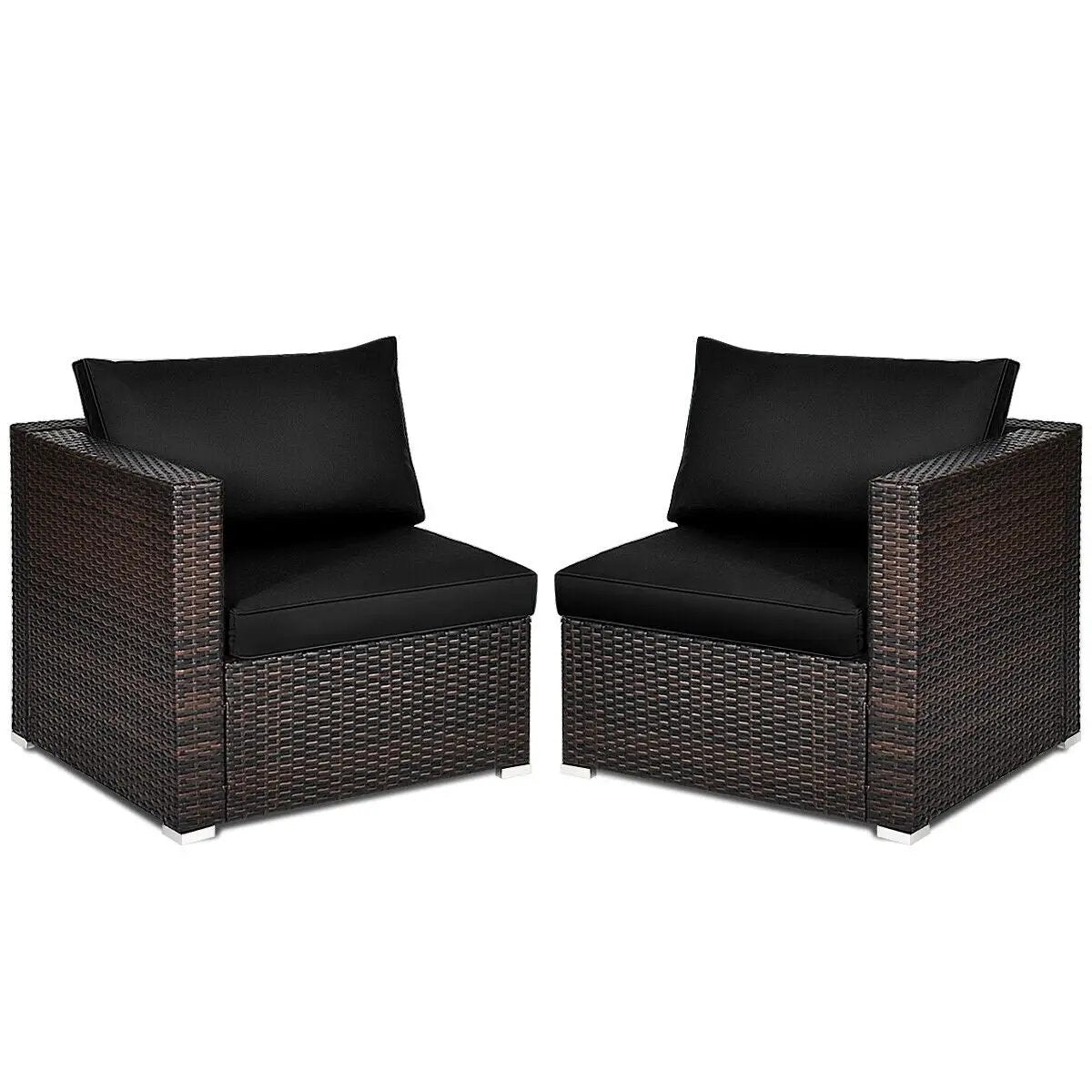 2 Pieces Patio Rattan Sectional Conversation Sofa Set-Beige, photo 8 of 12