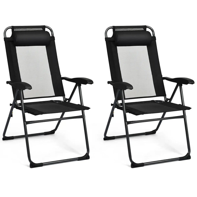 4 Pieces Patio Garden Adjustable Reclining Folding Chairs with Headrest by DirectDeals