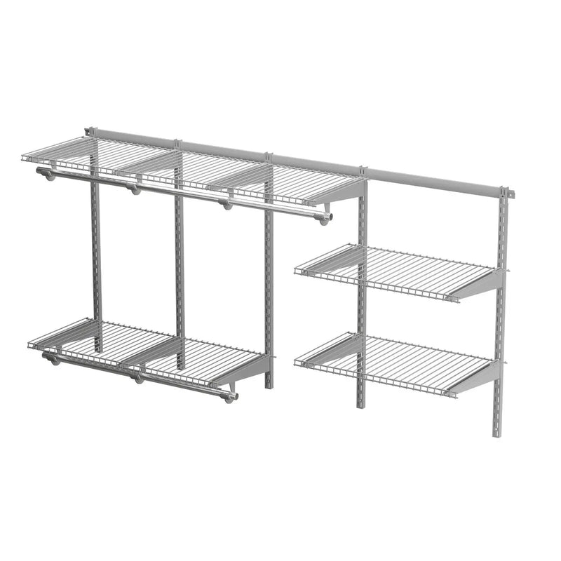 3 to 6 Feet Wall-Mounted Closet System Organizer Kit with Hang Rod-Gray by DirectDeals